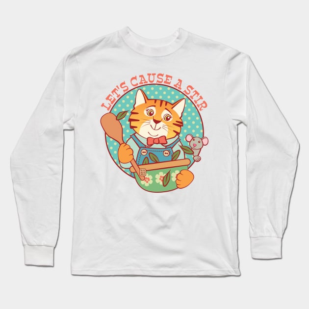 Let's Cause a Stir Cat and Mouse Long Sleeve T-Shirt by Sue Cervenka